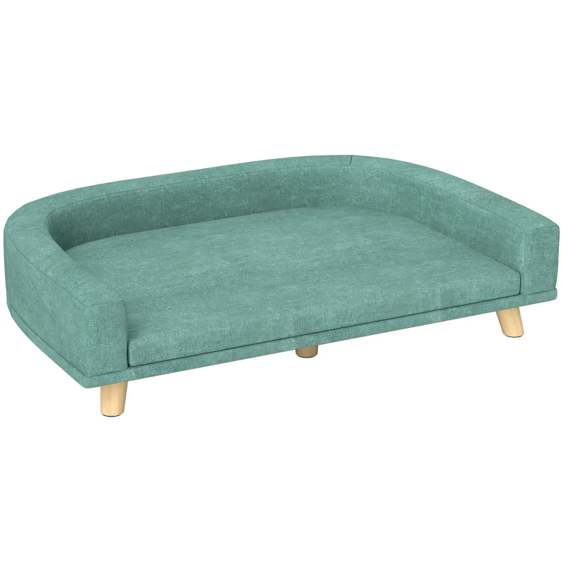 PawHut Hondenbed Hondensofa Huisdiersofa, Eucalyptushout, 98 x 67 x 25 cm, Groen