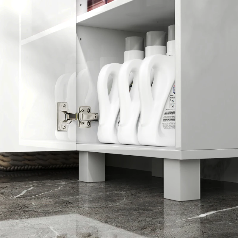 HOMCOM Armario alto de baño mueble columna de almacenamiento 2 puertas y estantes ajustables 40 x 30 x 167,5 cm blanco