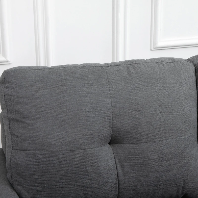 HOMCOM Hoekbank in Scandinavisch design, met knoopdetail, massief hout, linnenlook, Grijs(m-10)