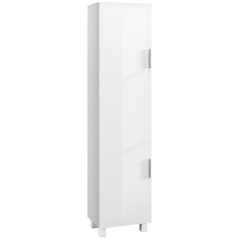 HOMCOM Armario alto de baño mueble columna de almacenamiento 2 puertas y estantes ajustables 40 x 30 x 167,5 cm blanco