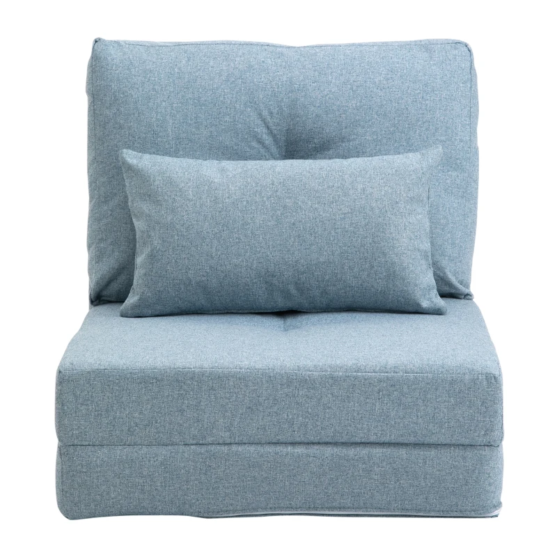 HOMCOM Chauffeuse canapé-lit convertible fauteuil 1 place avec 1 coussin avec dossier réglable, bleu