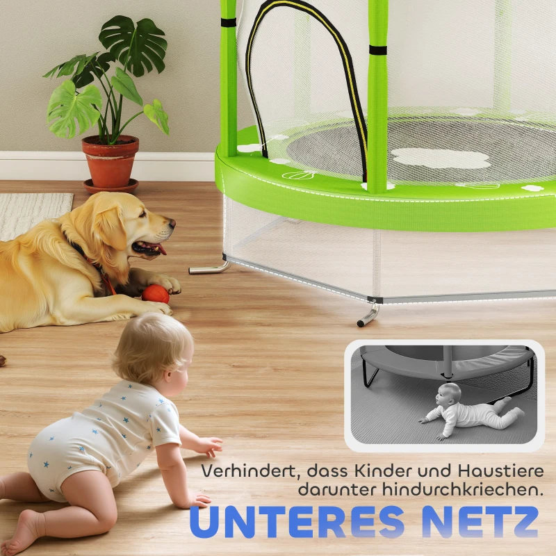 AIYAPLAY Kindertrampolin mit Sicherheitsnetz, für den Innen- und Außenbereich, 3-6 Jahre, Grün