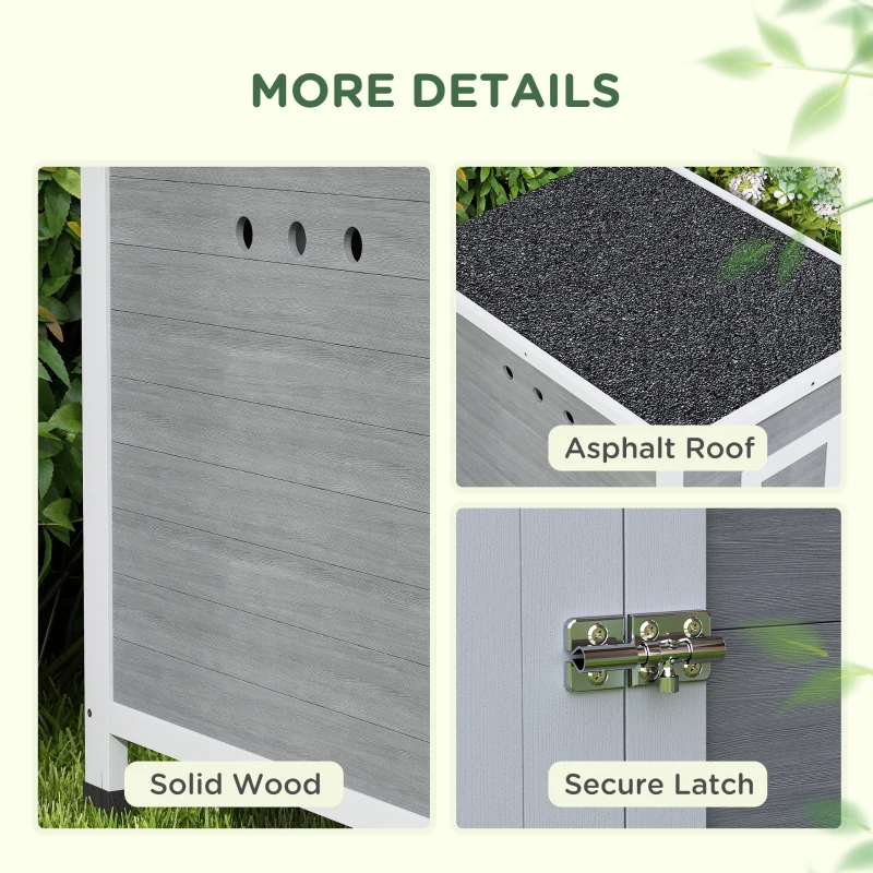 PawHut Duck House, Duck Coop with Side Door, Ventilation Holes, Poultry Chicken Coop Fir Wood, Goose House, Chicken Coop with Waterproof Asphalt Roof, 63 x 82 x 76 cm, Light Gray