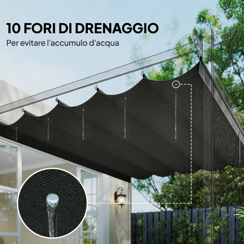 Outsunny Tettuccio di Ricambio per Gazebo da Giardino 3x3 m con 10 Fori, Copertura in Poliestere, Grigio