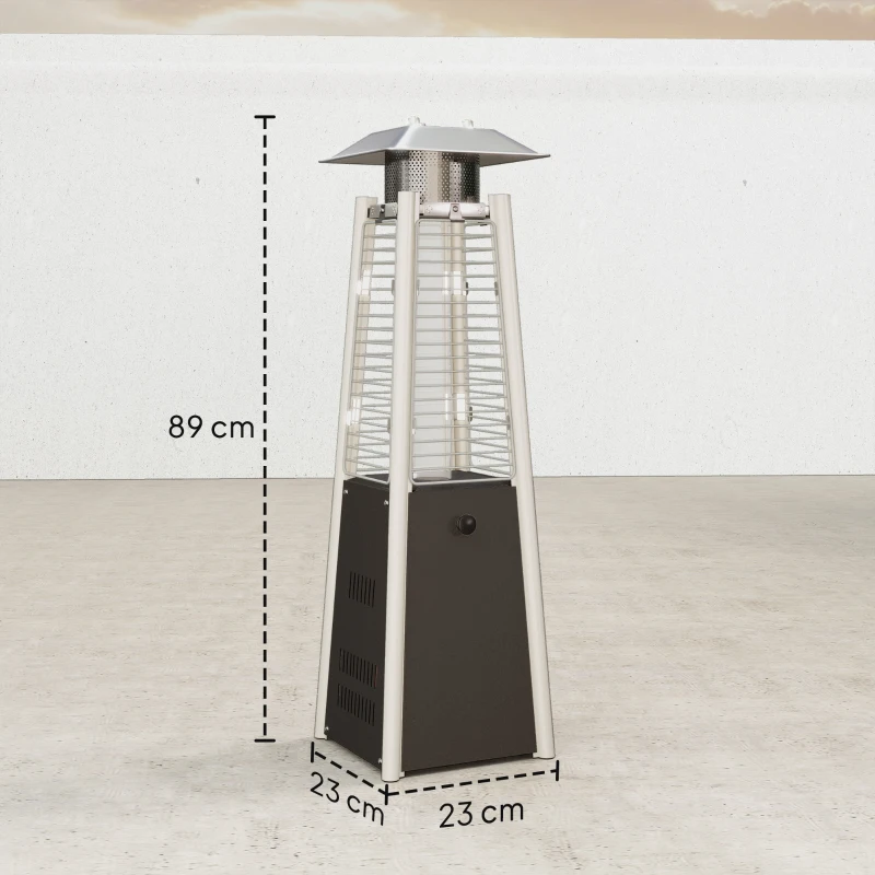 Outsunny Mobiler Butangas-Gasheizer 3 kW mit einstellbarer Temperatur, Kipp-Schutz und Druckzündung Silber und Bronze