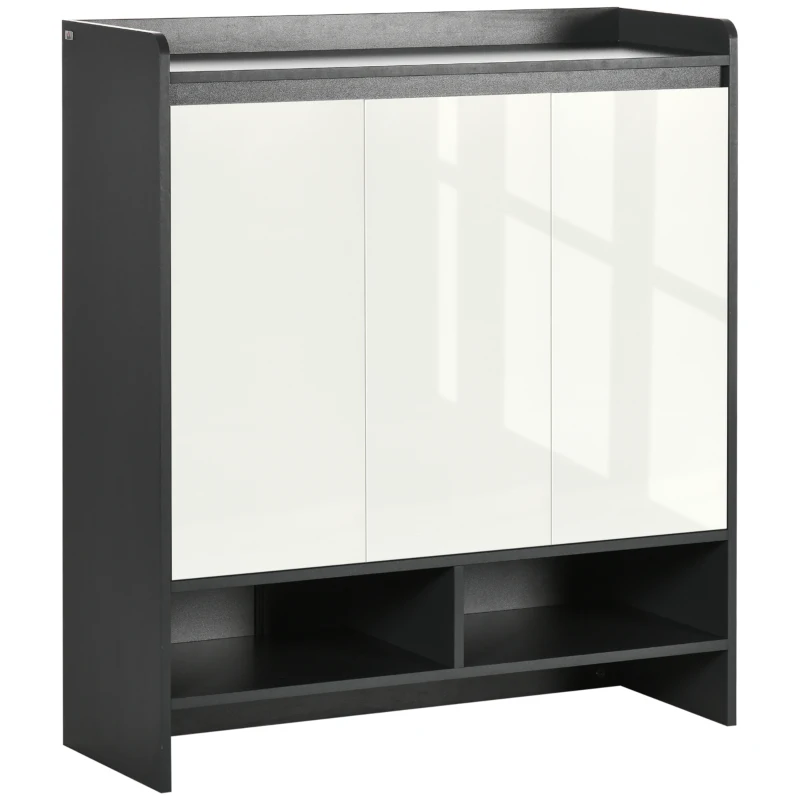 HOMCOM Dulap de incaltaminte pentru intrare din PAL pentru 24 Perechi de Pantofi cu Rafturi Reglabile pe 3 Niveluri, 90x32x100 cm, Gri si Alb