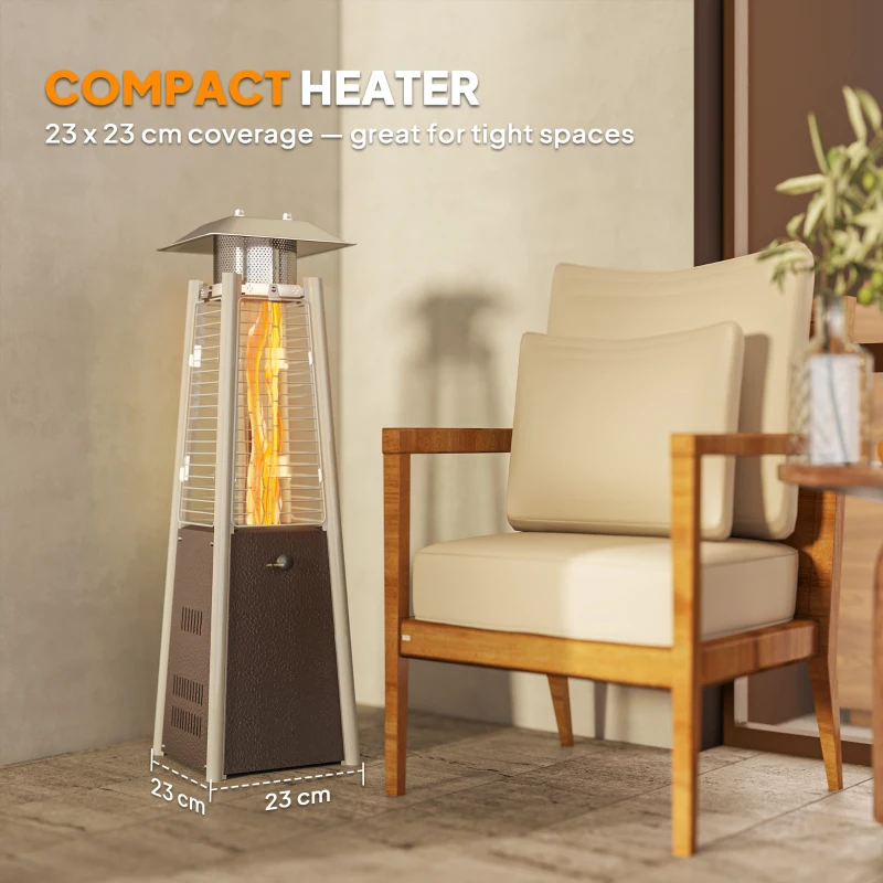 Outsunny Poêle à gaz butane portable 3 kW avec température réglable Système anti-basculement et allumage par pression Argent et Bronze(m-4)