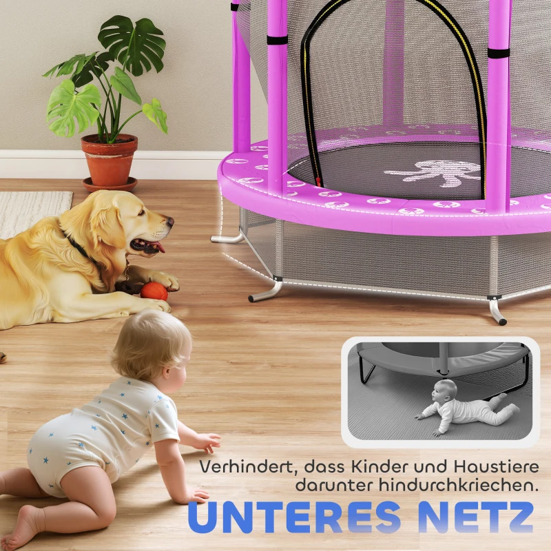 AIYAPLAY Kindertrampolin mit Sicherheitsnetz, für den Innen- und Außenbereich, 3-6 Jahre, Violett