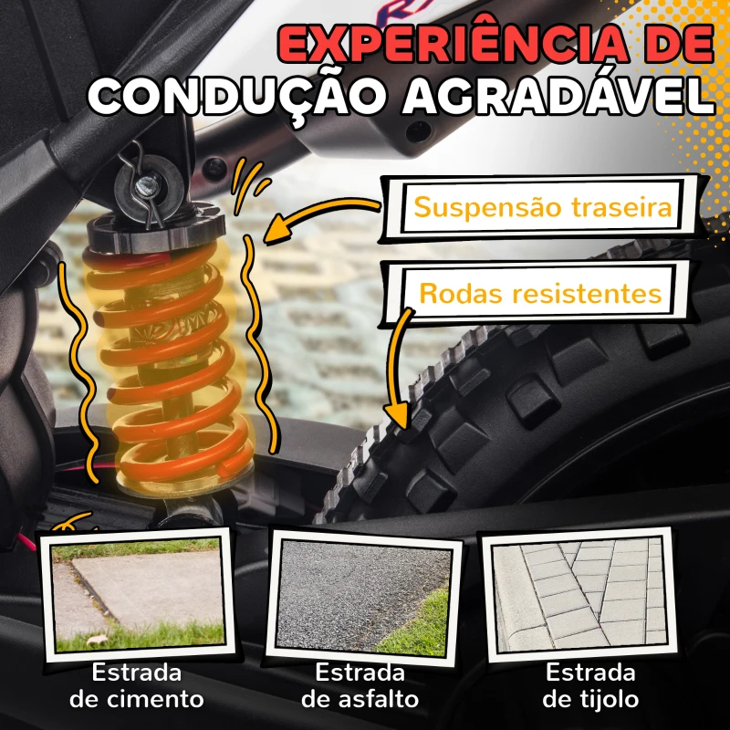 AIYAPLAY Mota Elétrica Infantil Aprilia 12V Rodas de Apoio Farol Música Porta USB Amortecedor Branco