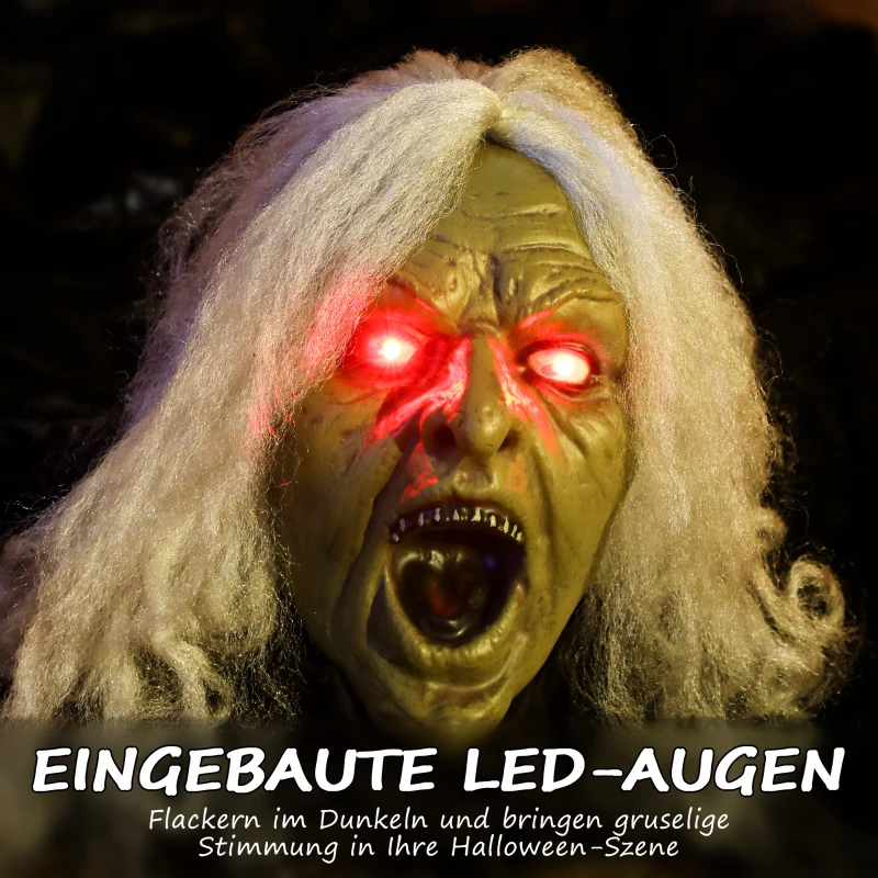 Outsunny 183cm Halloween Dekoration Halloween Zombie-Alte mit LED-Lichter, Soundfunktion, für Party(m-5)