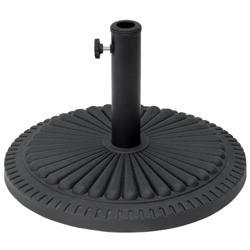 Outsunny Base per Ombrellone Rotonda in HDPE da 14kg per Pali da Ф35-38-48mm, Ø49x32A cm, Nero