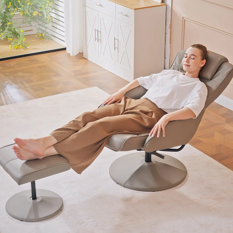 HOMCOM Fauteuil Relax inclinable Style Contemporain avec Repose-Pieds revêtement synthétique Acier Gris