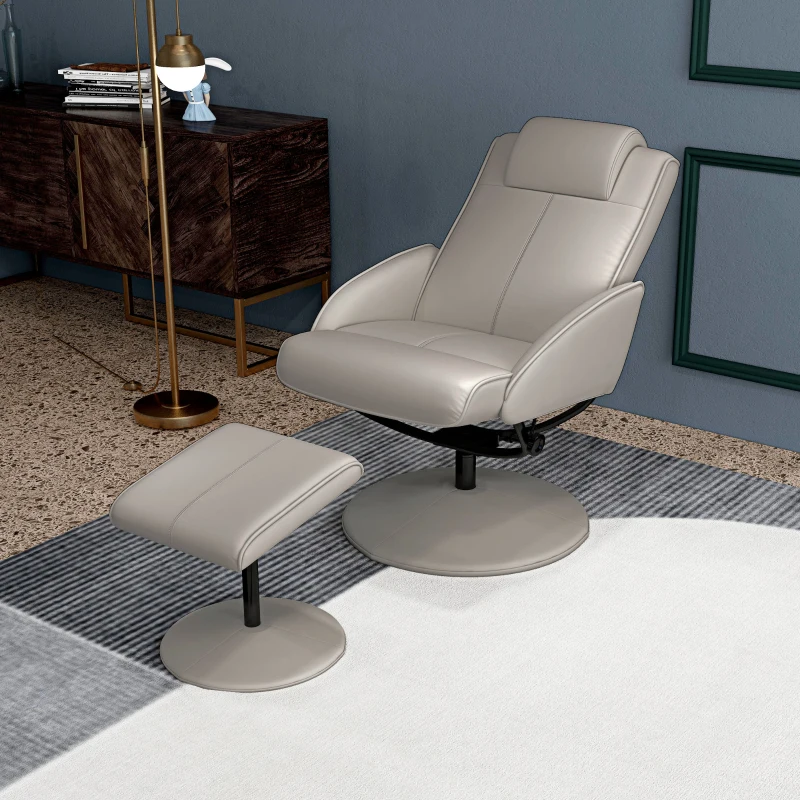 HOMCOM Fauteuil Relax inclinable Style Contemporain avec Repose-Pieds revêtement synthétique Acier Gris