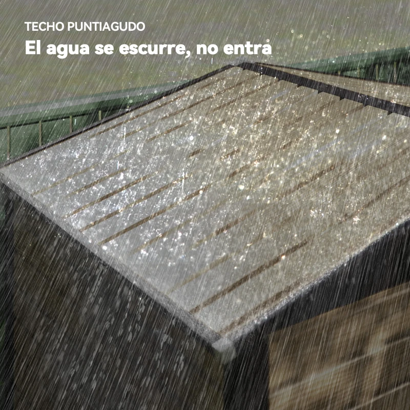 Outsunny Caseta de Jardín 190x131x188 cm Cobertizo Metálico para Herramientas con 2 Ventilaciones y Puerta para Terraza Roble