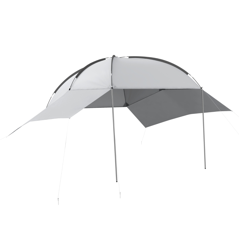 Outsunny Automarkise Carport Fahrzeugüberdachung, wetterbeständig, 300 cm x 262 cm x 260 cm, Hellgrau