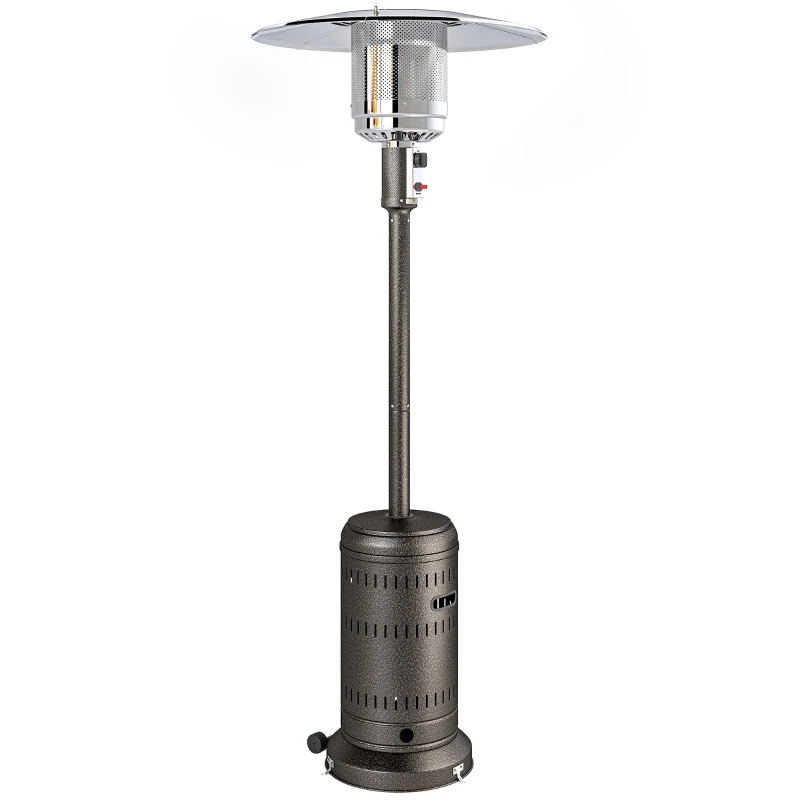 Outsunny Calefactor de Exterior con Apagado Automático y Ruedas, 82x82x223 cm, Marrón Oscuro