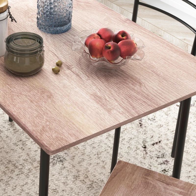HOMCOM Set masa si Scaune 5 Piese care Economisesc Spatiu cu Masa de Bucatarie dreptunghiulara 110x70x75 cm si 4 Scaune Moderne 40x43x86 cm , din MDF si Otel, Maro si Negru