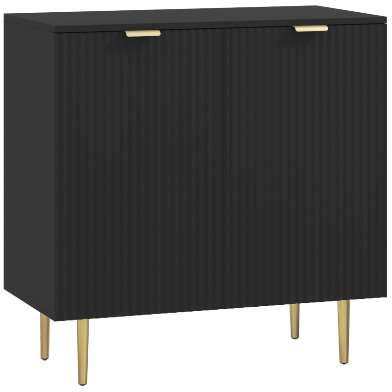 HOMCOM Credenza da cucina con 2 ante, ripiano regolabile e piedi metallici rialzati 80 x 40 x 80 cm Nero