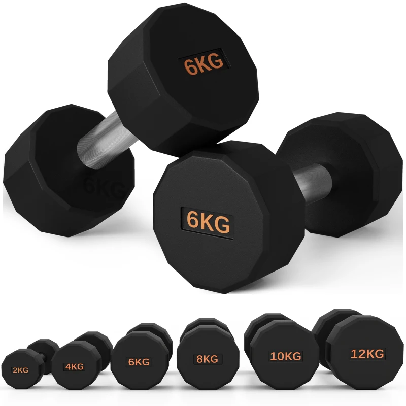 SPORTNOW Dumbbells Weights Set with 12-Sided Shape and Non-Slip Grip for Men Women Home Gym Workout, 2 x 6kg
