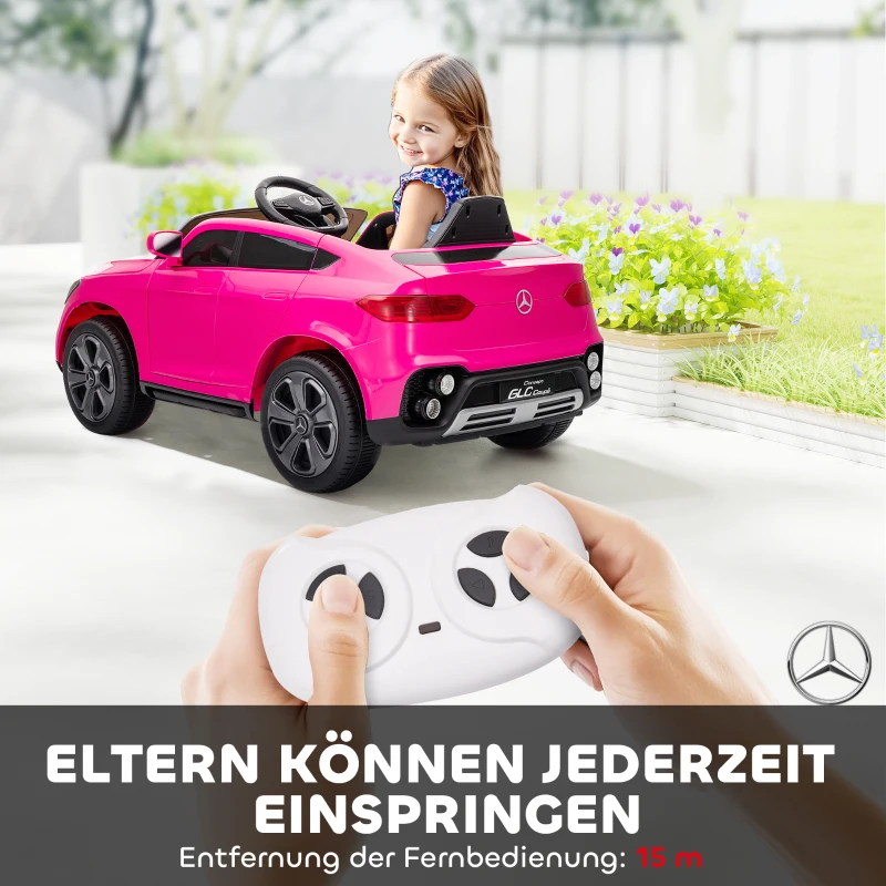 AIYAPLAY Elektroauto für Kinder, 12V Kinderauto mit Fernbedienung, LED-Lichter, Musik, 3 Geschwindigkeiten, 3-6 Jahre, Rosa(m-5)