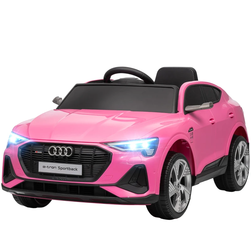 HOMCOM Voiture électrique enfants, véhicule électrique 12V avec télécommande 2,4G, phares, musique, klaxon, port USB, MP3, rose