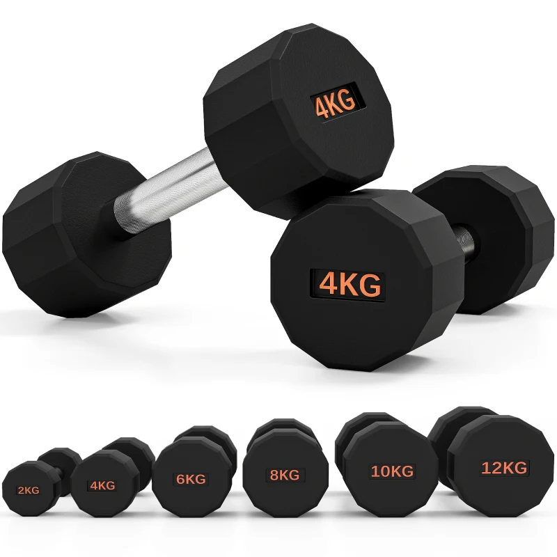 SPORTNOW Dumbbells Weights Set with 12-Sided Shape and Non-Slip Grip for Men Women Home Gym Workout, 2 x 4kg