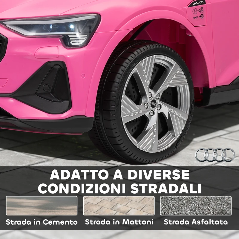 HOMCOM Macchina Elettrica per Bambini 12V con Telecomando, Velocità 3-8km/h, Luci e Musica, Età 3-5 Anni, Rosa