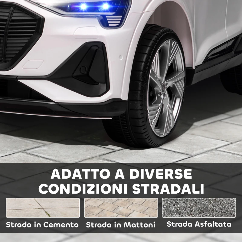 HOMCOM Macchina Elettrica per Bambini 12V con Telecomando, Velocità 3-8km/h, Luci e Musica, Età 3-5 Anni, Bianco