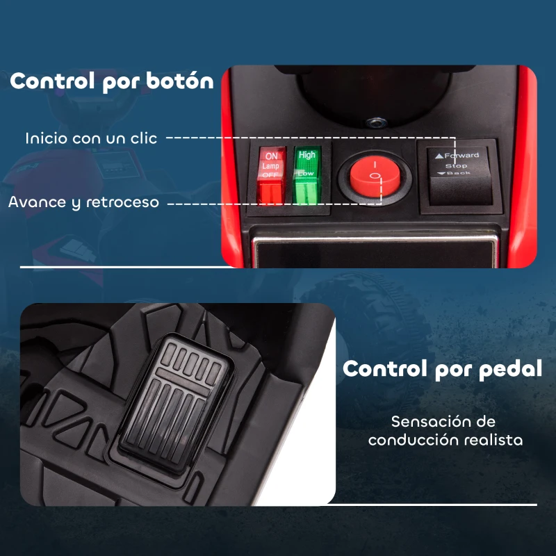 HOMCOM Quad Eléctrico para Niños de 3-5 Años Vehículo Eléctrico a Batería 12V con 2 Motores 83x53x55,5 cm Negro y Rojo