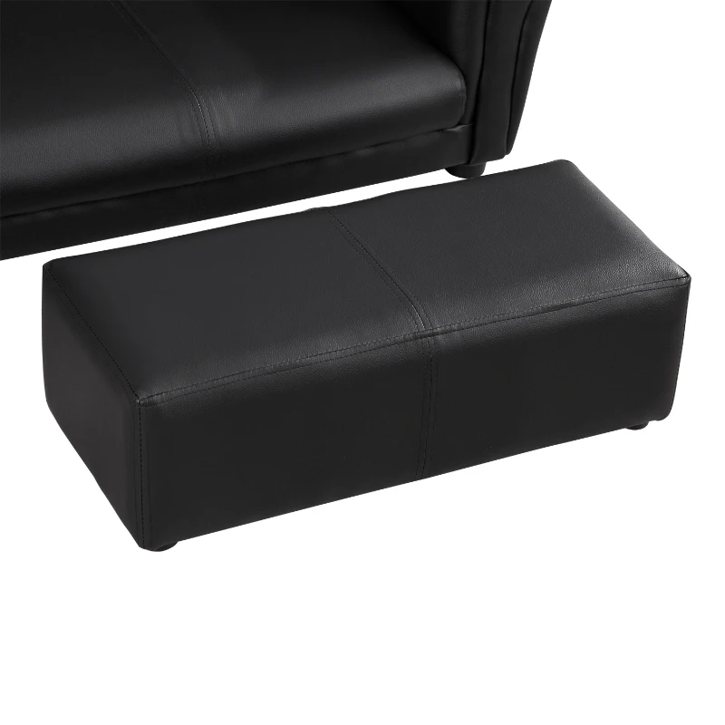HOMCOM Canapé et Pouf Design Contemporain pour Enfants à partir de 3 Ans Noir