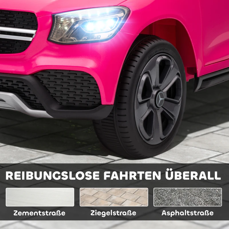 AIYAPLAY Elektroauto für Kinder, 12V Kinderauto mit Fernbedienung, LED-Lichter, Musik, 3 Geschwindigkeiten, 3-6 Jahre, Rosa(m-8)