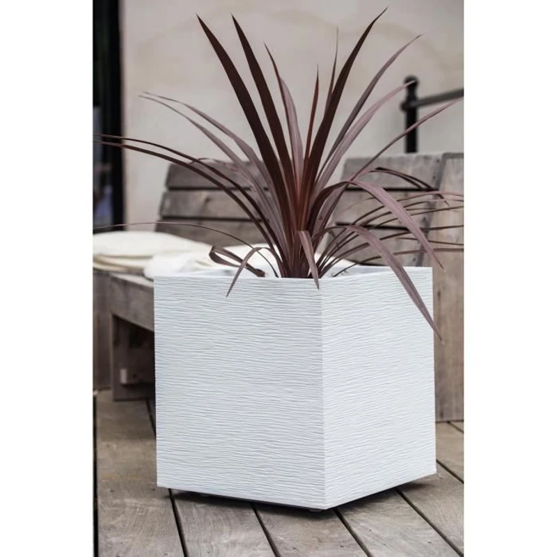 Bac a fleurs Carré 50 cm - EDA - Graphit - 57 L - 49,5 x 49,5 x H. 49,5 cm - Blanc cérusé