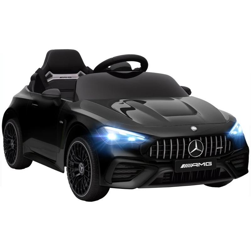 AIYAPLAY Elektrische kinderauto, Mercedes-Design, 12V-motoren, afstandsbediening, LED-lichten, muziek, voor kinderen van 3-6 jaar, zwart