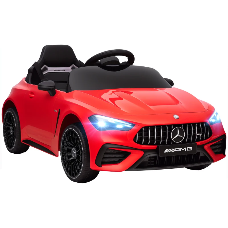 AIYAPLAY Elektrische kinderauto, Mercedes-design, 12V motoren, afstandsbediening, LED-lichten, muziek, voor 3-6 jaar, rood