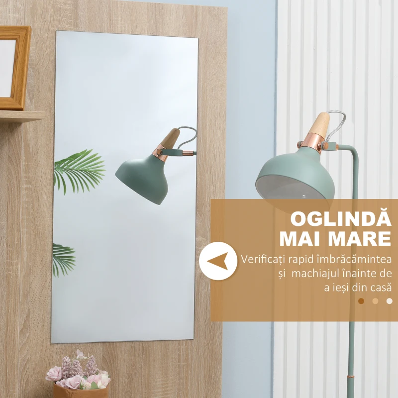 Homcom Organizator Intrare cu Oglindă, Montaj Fără Găuri și Sistem Anti-Înclinare, Design Robust, 145 x 29 x 184 cm