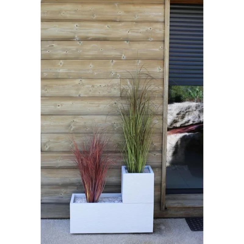 EDA Jardiniere GRAPHIT UP - 57 L - Dimensions 79,5 x 29,5 x 29,5 cm - Blanc cérusé
