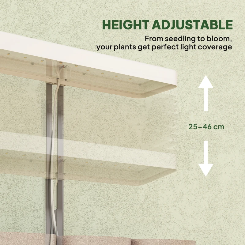 Outsunny Pflanzenlampen mit 42 LED und 3 Töpfen, Timer und einstellbarer Beleuchtung, 45x18.8x47.8 cm, Weiß