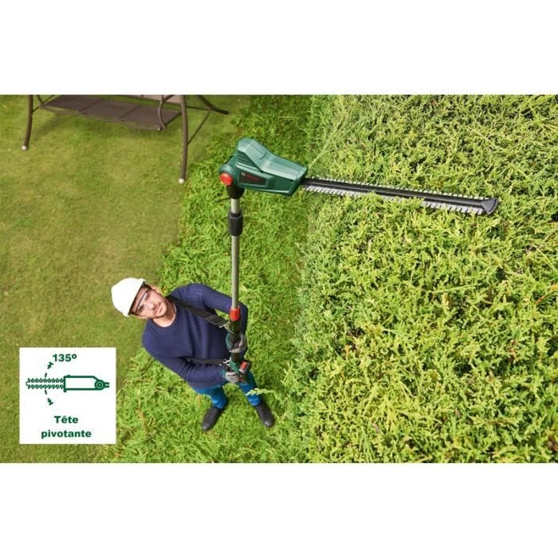 Taille-Haies sans fil télescopique Bosch - UniversalHedgePole 18 (1 Batterie 18 V 2,5 Ah, Chargeur, Longueur de lame 43 cm)