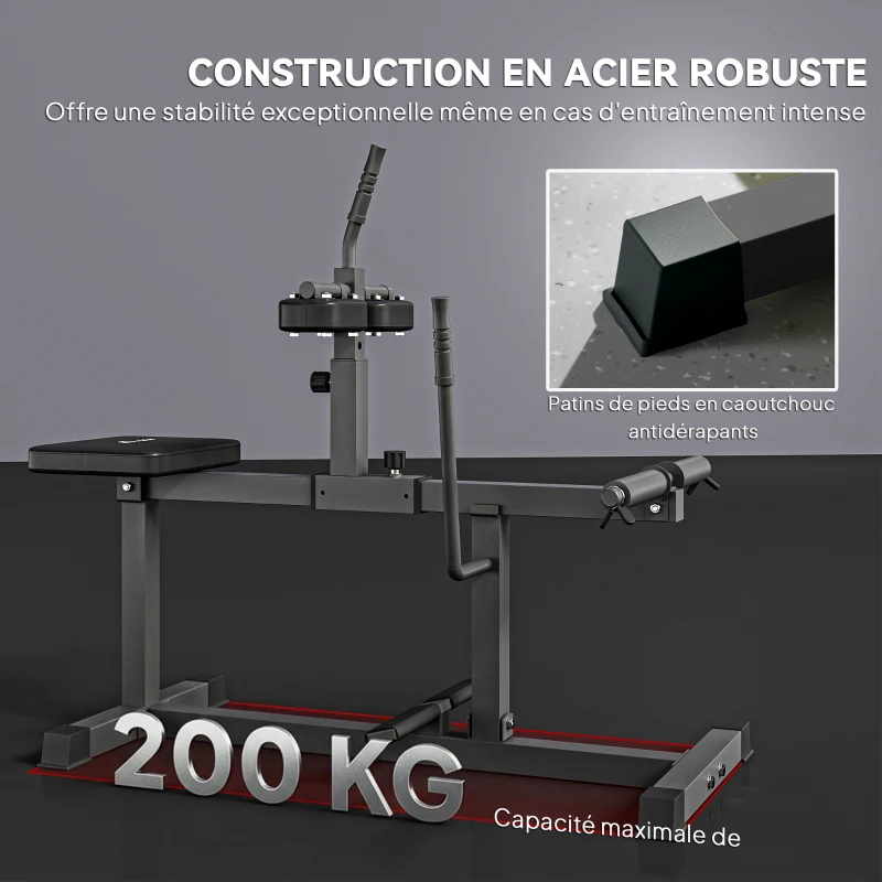HOMCOM Presse à mollets - poste cuisses et mollets - banc de musculation réglable acier renforcé noir