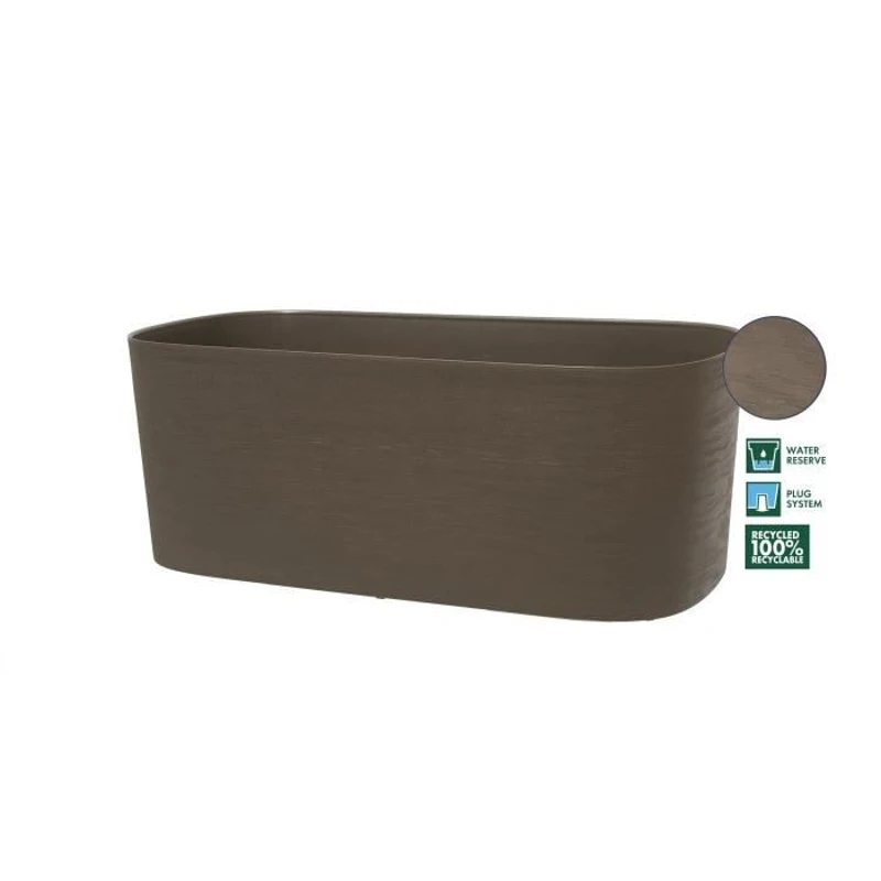 Jardiniere avec réserve d'eau - GARDEN ID Respect - Taupe 50 x 17 cm - 100% déchets ménagers - 100% recyclable - Surface structurée.
