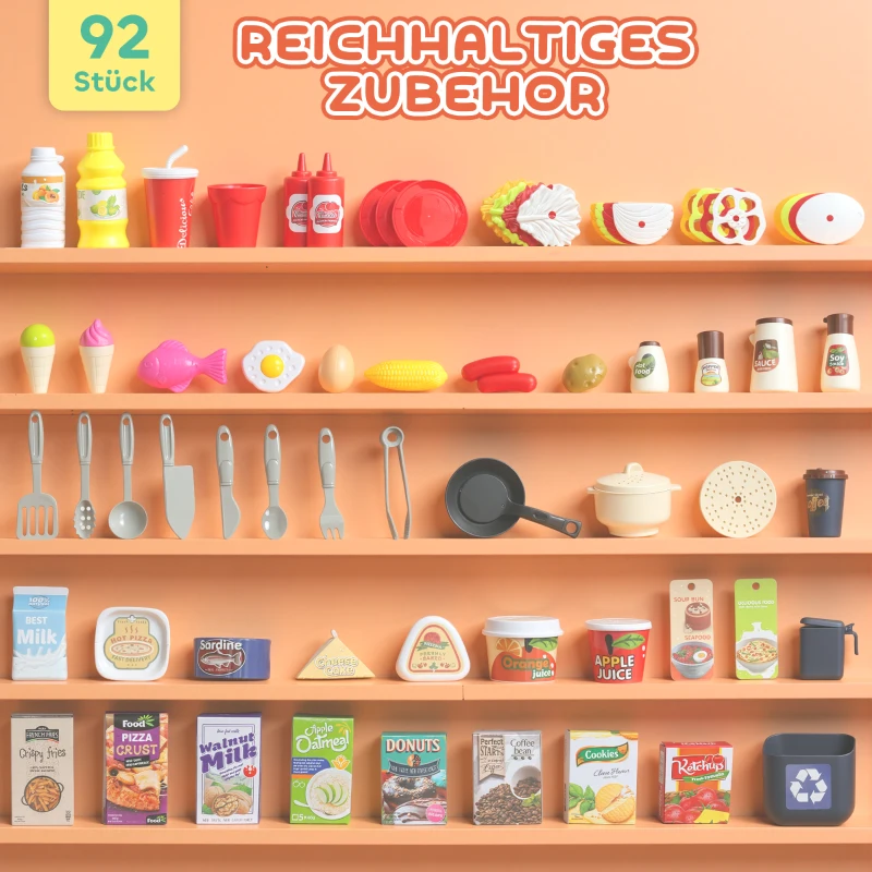 AIYAPLAY 92-delige keukenset voor kinderen, kraan, kunststof, 3–6 jaar, groen