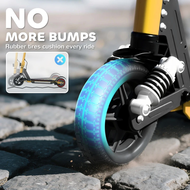 SPORTNOW Folding Electric Scooter for Kids, with Dual Brakes, Front Suspension, LED Colourful Lights, Gold Tone