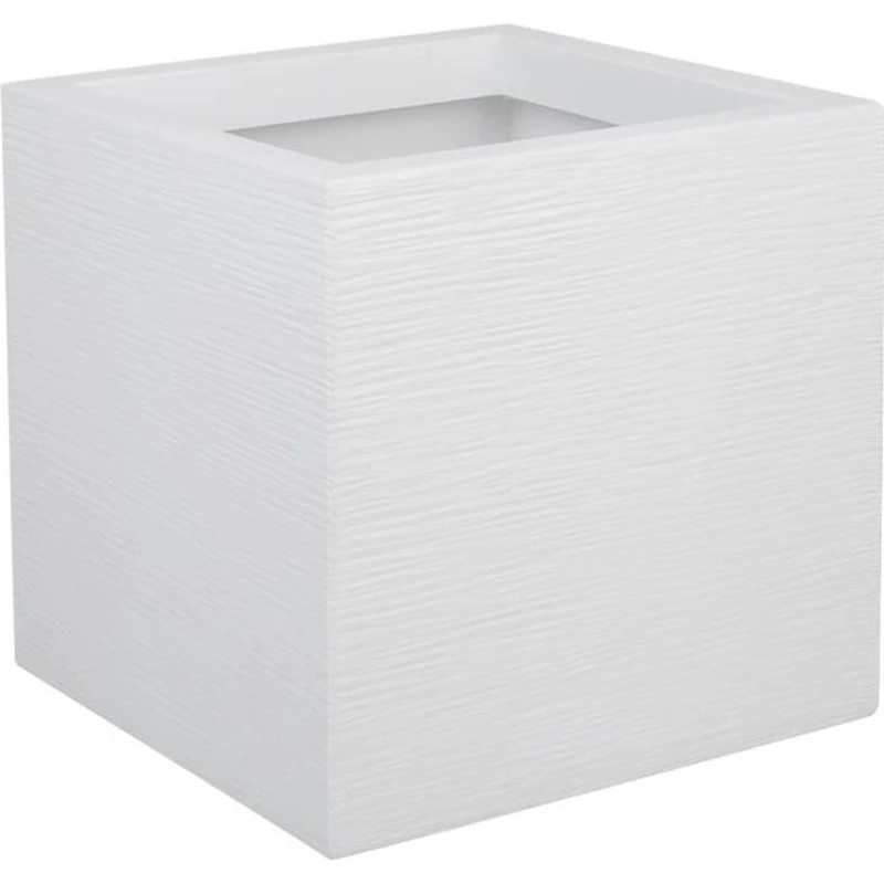 EDA Bac a fleurs carré GRAPHIT UP - 21 L - 29,5 x 29,5 x 29,5 cm - Blanc cérusié