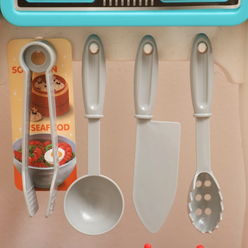 AIYAPLAY Cucina Giocattolo per Bambini 3-6 Anni con 92 Accessori, in PP, PE e ABS, 44.5x24x79 cm, Verde