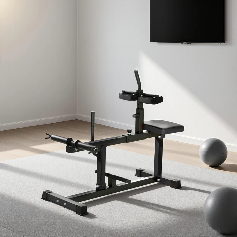 HOMCOM Presse à mollets - poste cuisses et mollets - banc de musculation réglable acier renforcé noir