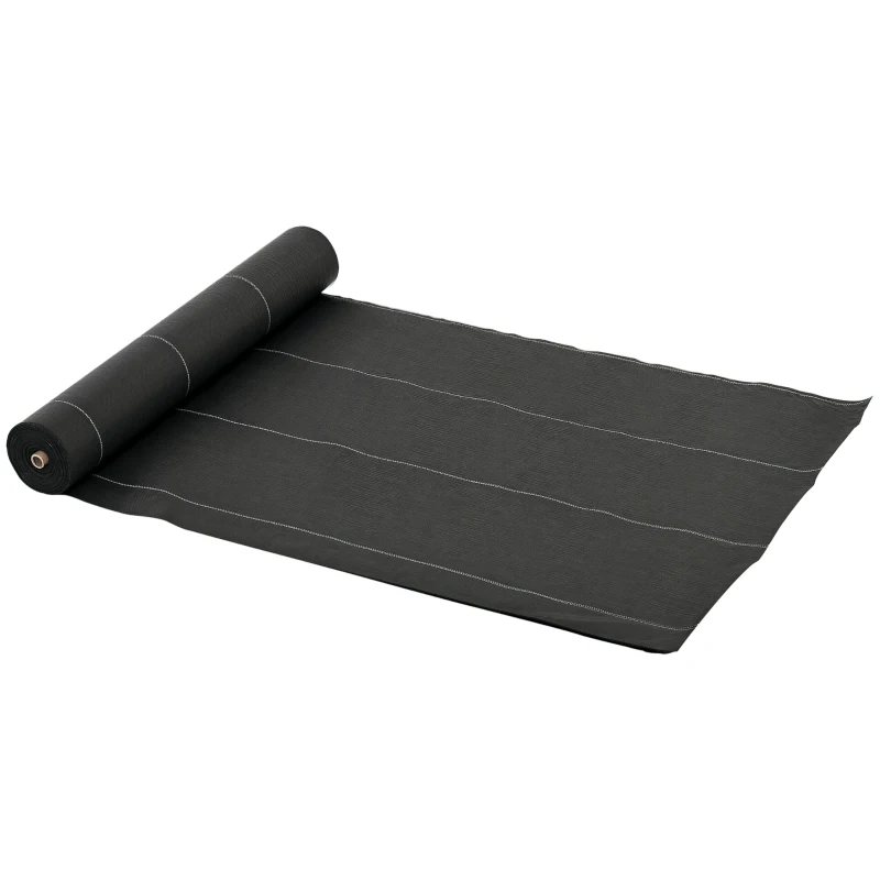 Outsunny Telo Pacciamatura 50x2m 100g/m² Telo Anti Erbacce Telo Nero per Orto, Serra, Giardino Drenante e Traspirante con Quadrettatura