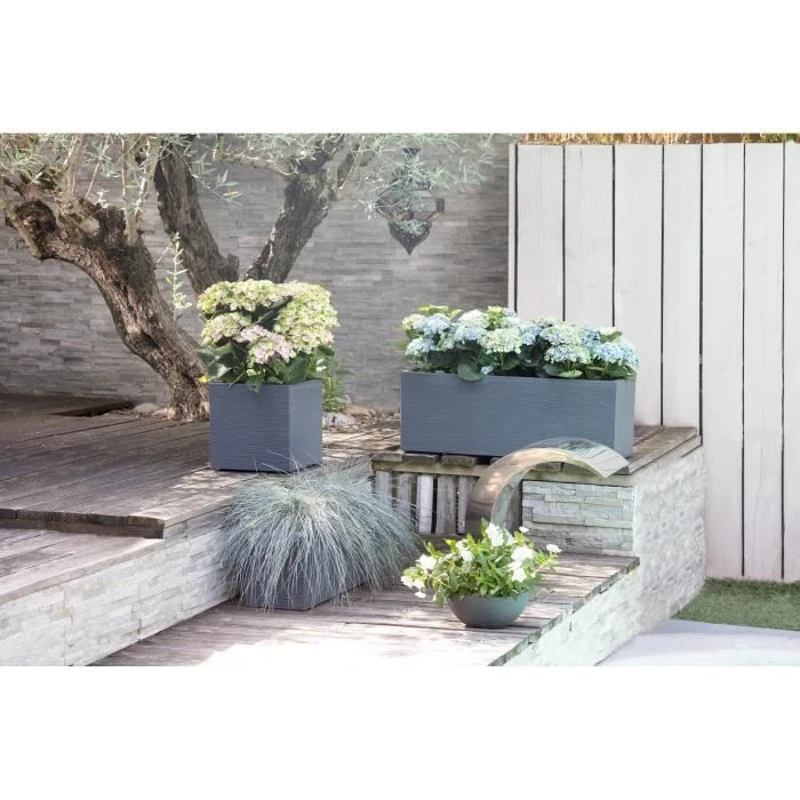 EDA Bac a fleurs carré GRAPHIT UP - 21 L - 29,5 x 29,5 x 29,5 cm - Gris anthracite