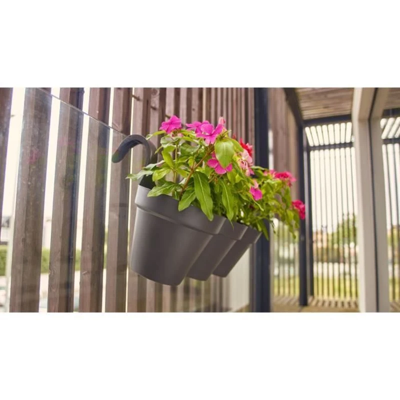 ARTEVASI Pot de fleurs pour balcon CAPRI Individ - Gris anthracite - 11L -  30,5 x 54 x H 28 cm