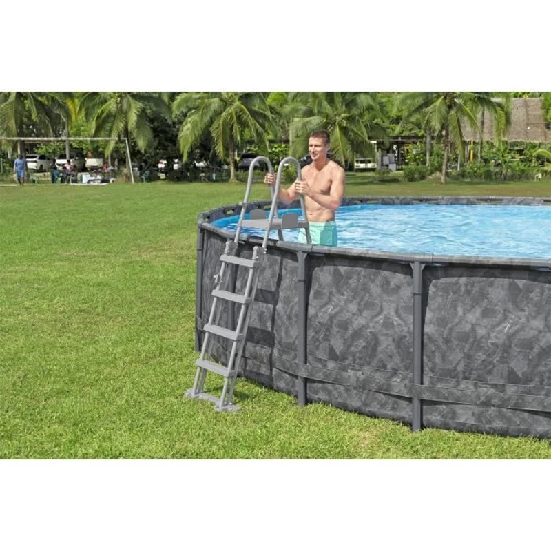 Kit piscine hors sol tubulaire BESTWAY - APX 365™  - 671 x 132 cm - Ronde (Filtre a sable, 500 g polysphere, échelle, bâche)