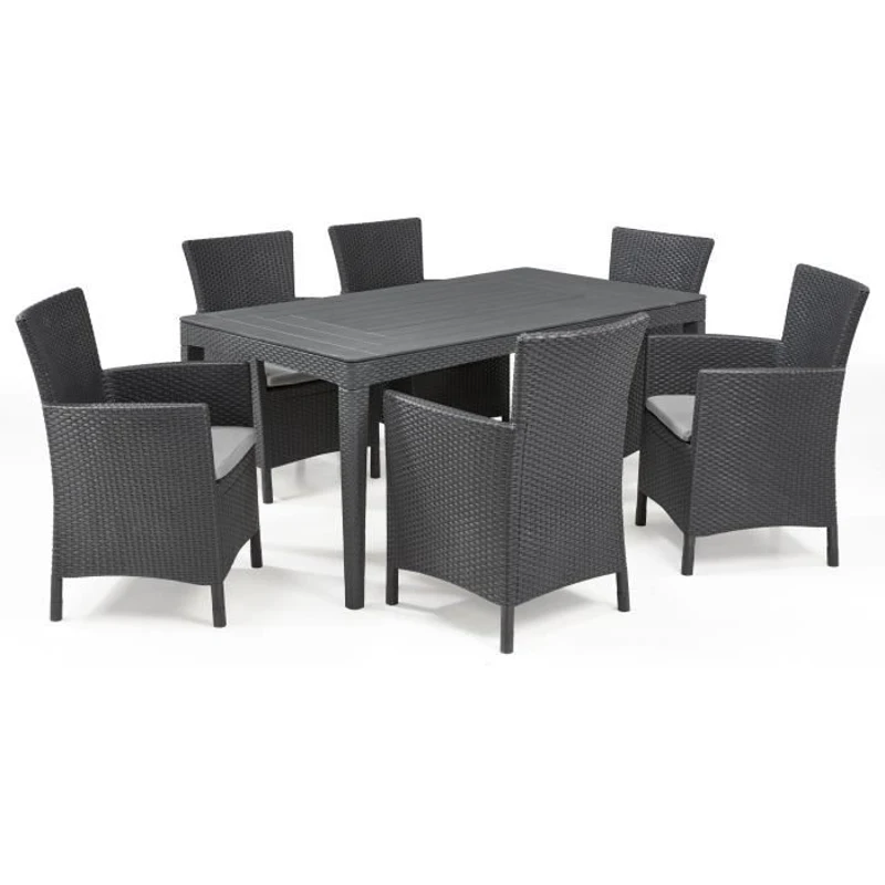 Table de jardin - rectangulaire - gris graphite - en résine - 6 personnes - Girona - Allibert by KETER